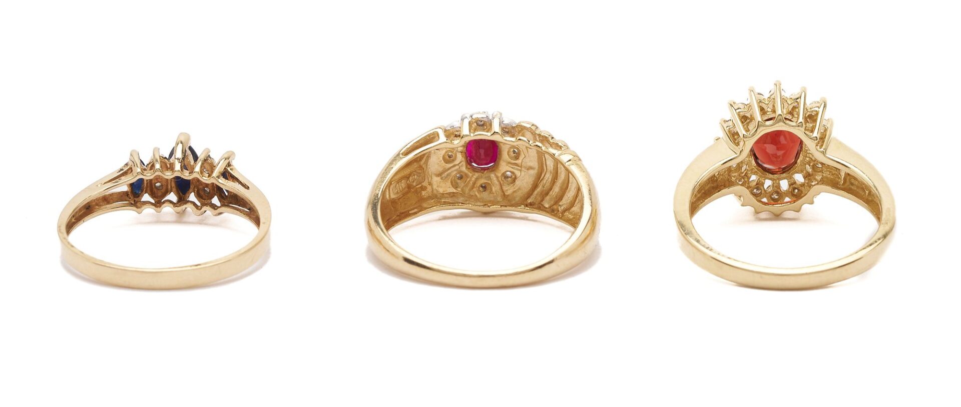 Lot 1117: Three Gold, Gemstone, and Diamond Rings
