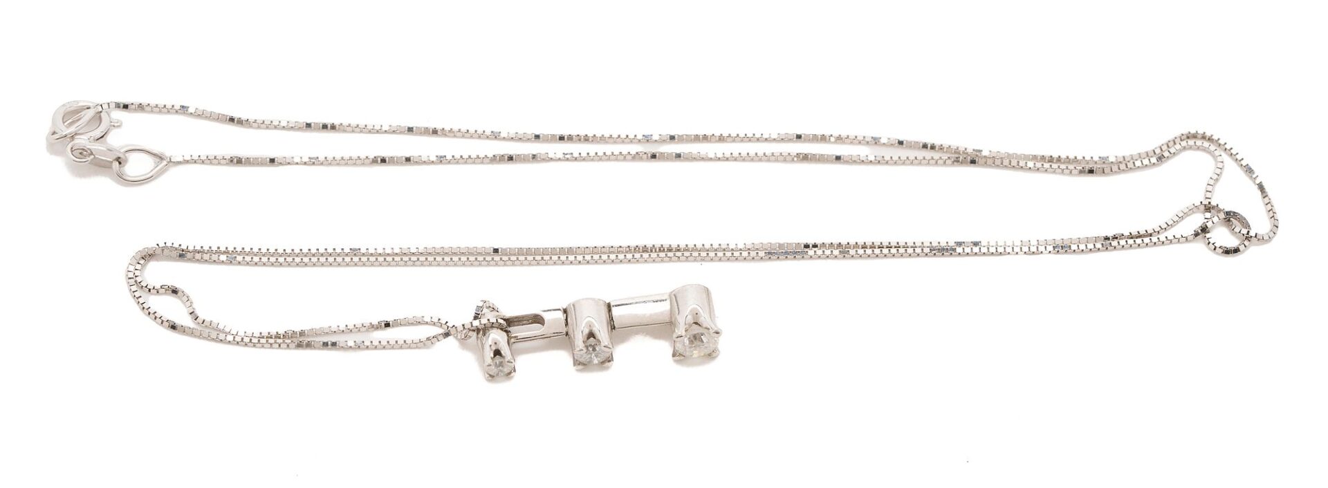 Lot 1119: 2 14K Gold Diamond Necklaces & Earrings