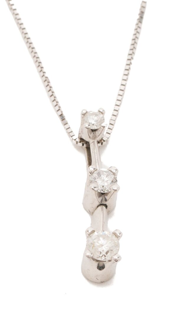 Lot 1119: 2 14K Gold Diamond Necklaces & Earrings