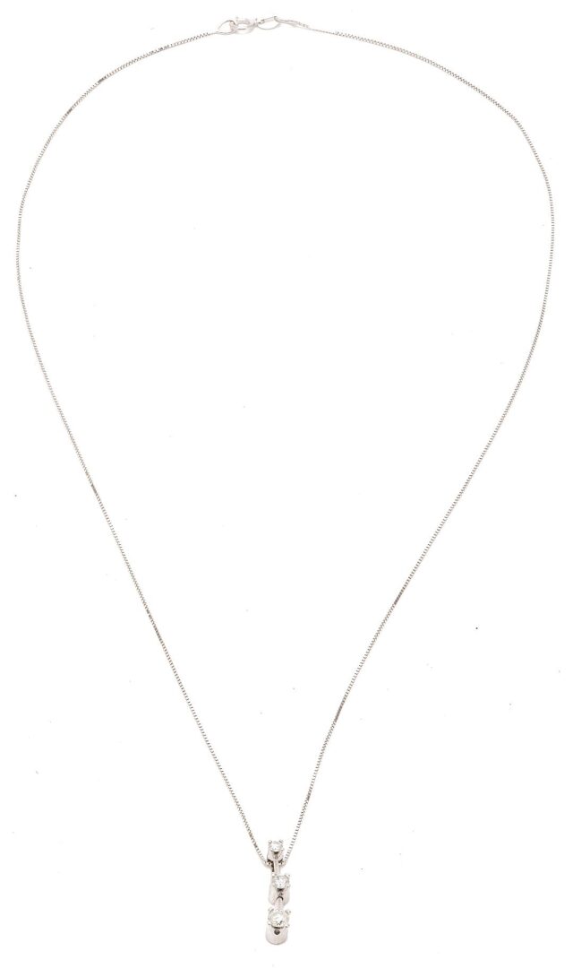 Lot 1119: 2 14K Gold Diamond Necklaces & Earrings