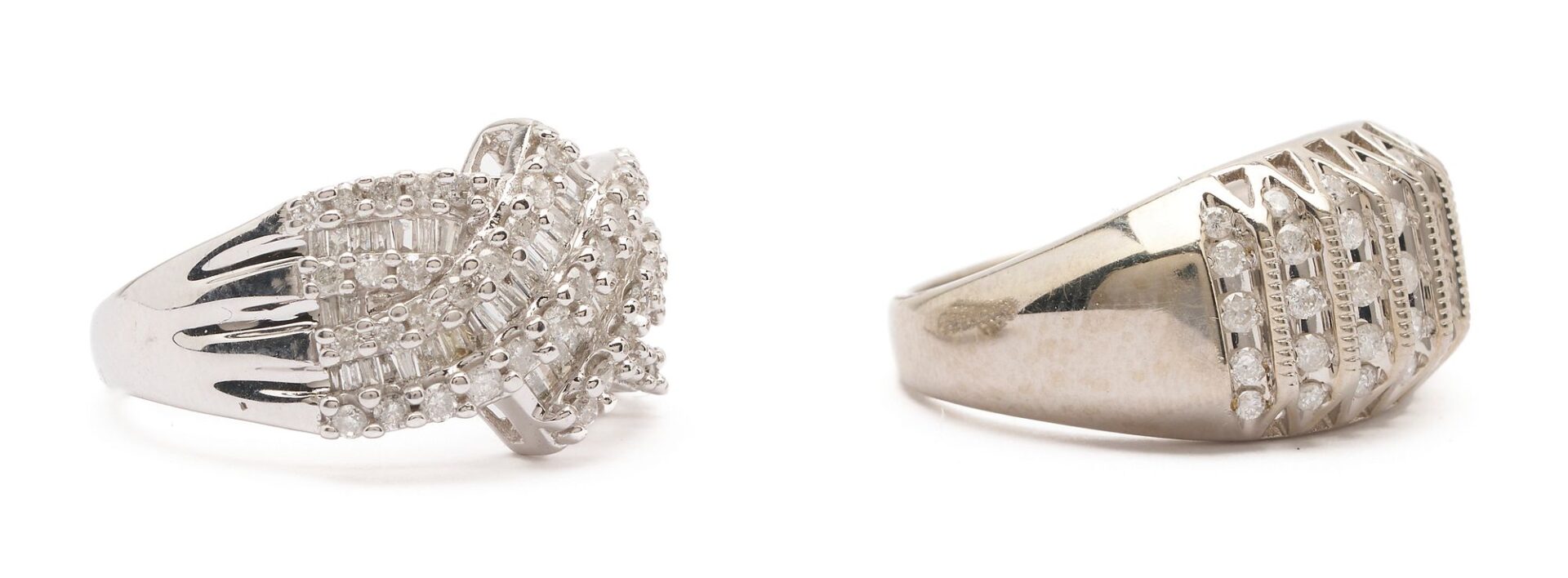 Lot 1122: Two 10K White Gold & Diamond Rings