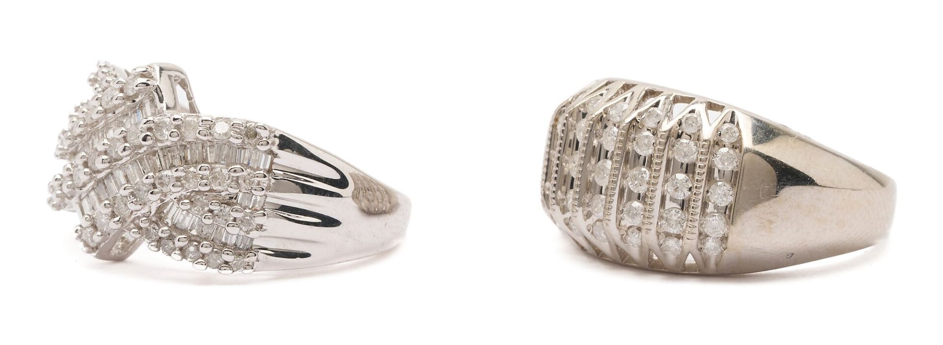 Lot 1122: Two 10K White Gold & Diamond Rings
