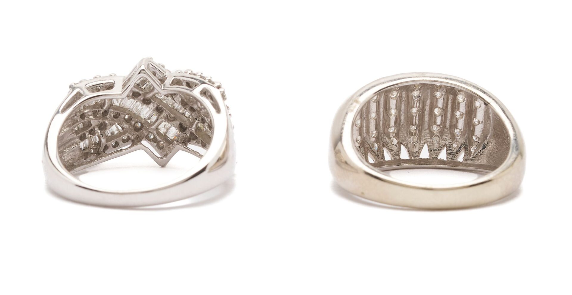 Lot 1122: Two 10K White Gold & Diamond Rings