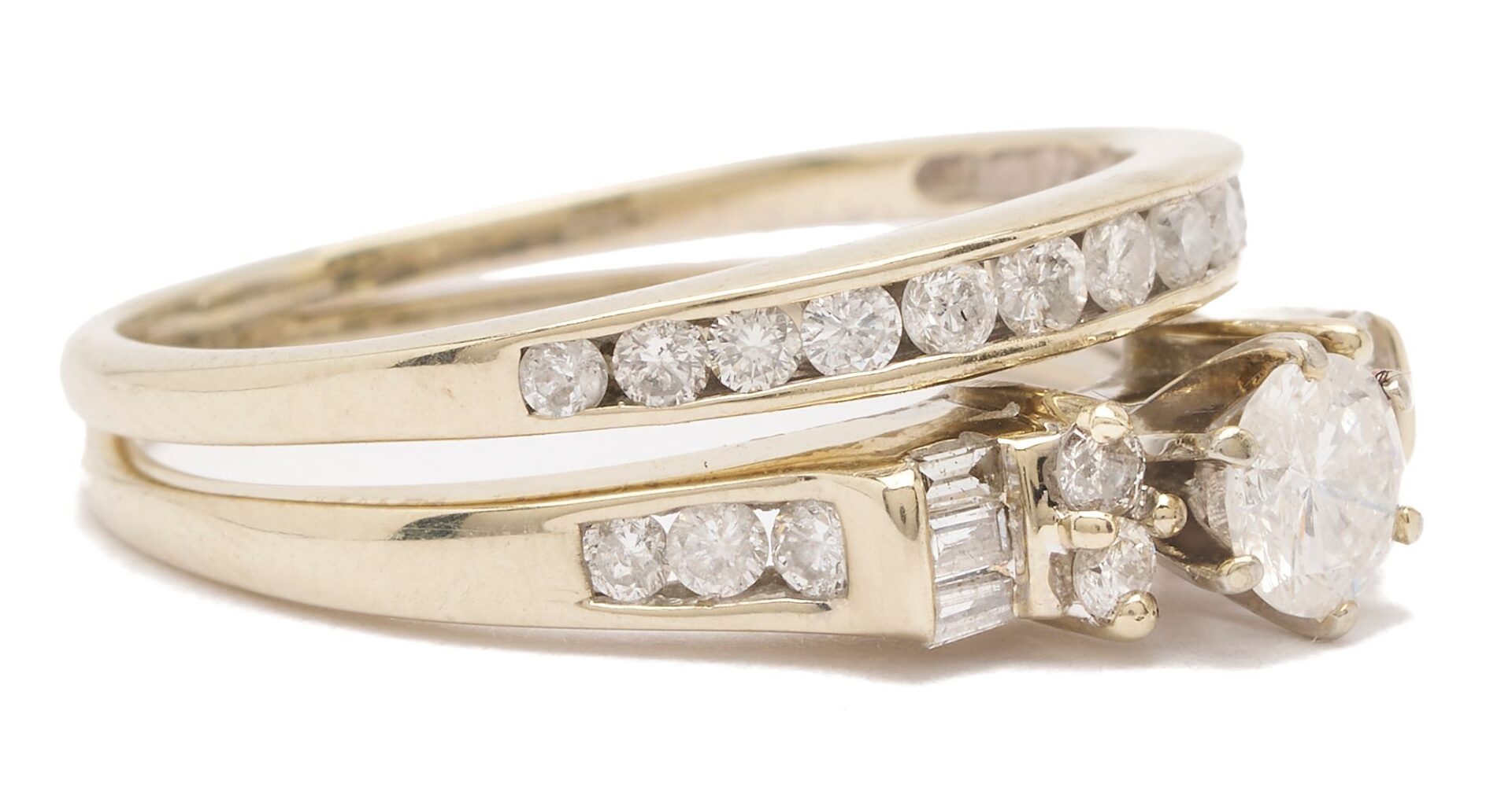 Lot 1126: 14K Gold Wedding Set