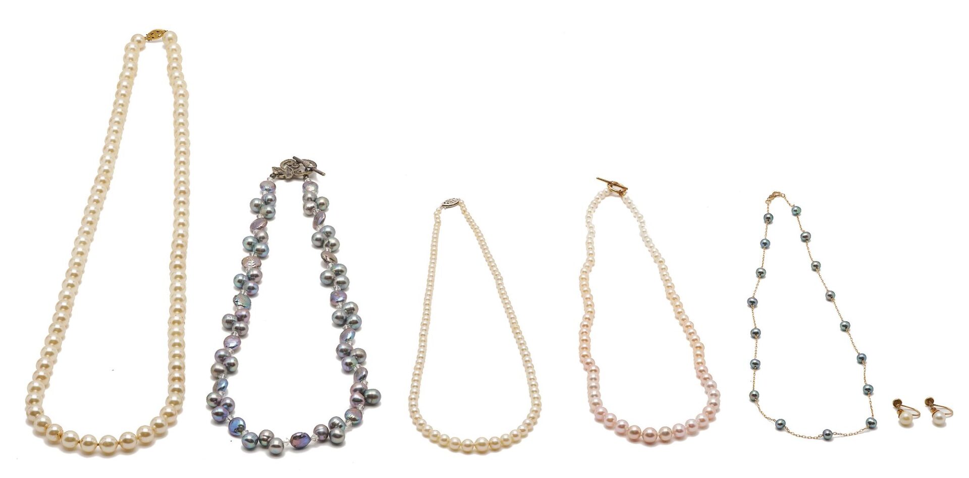 Lot 1127: 5 Pearl Necklaces & 1 Pr. of Pearl Earrings