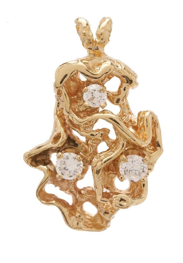 Lot 1129: 14K Gold Splash Pendant & 14K Gold & Diamond Band
