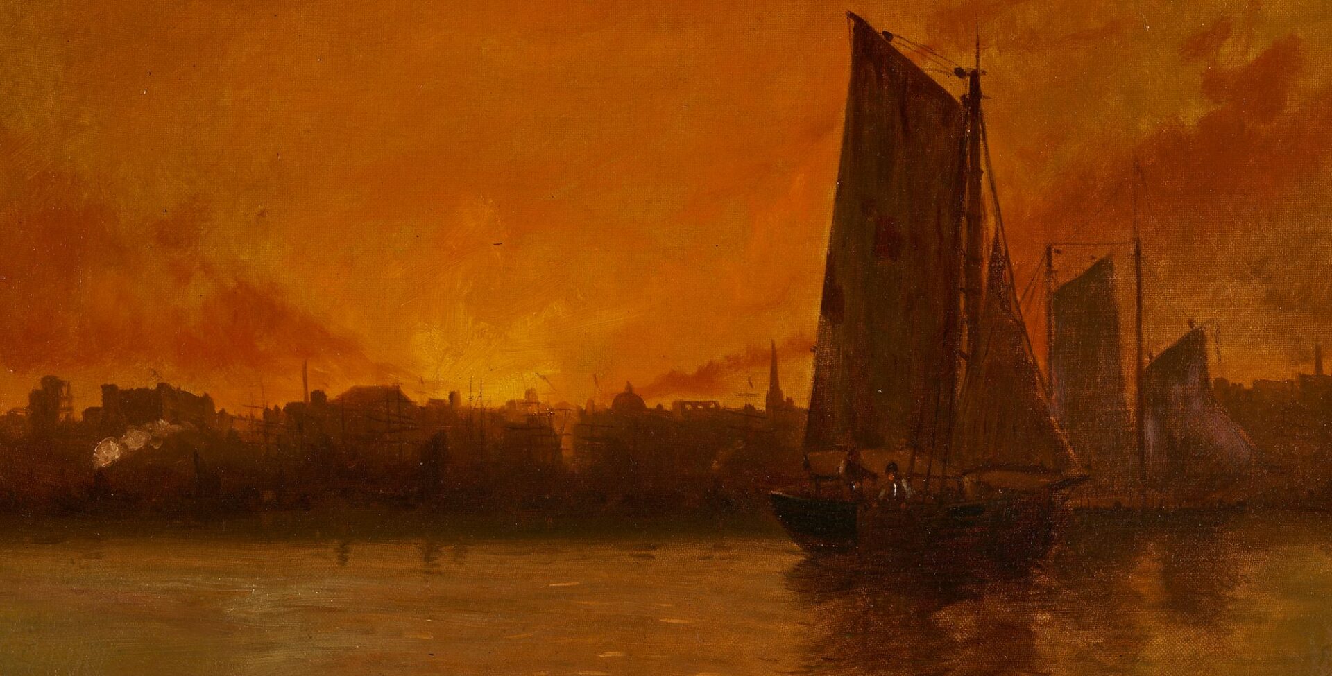 Lot 112: Sunset Marine Painting, O/C