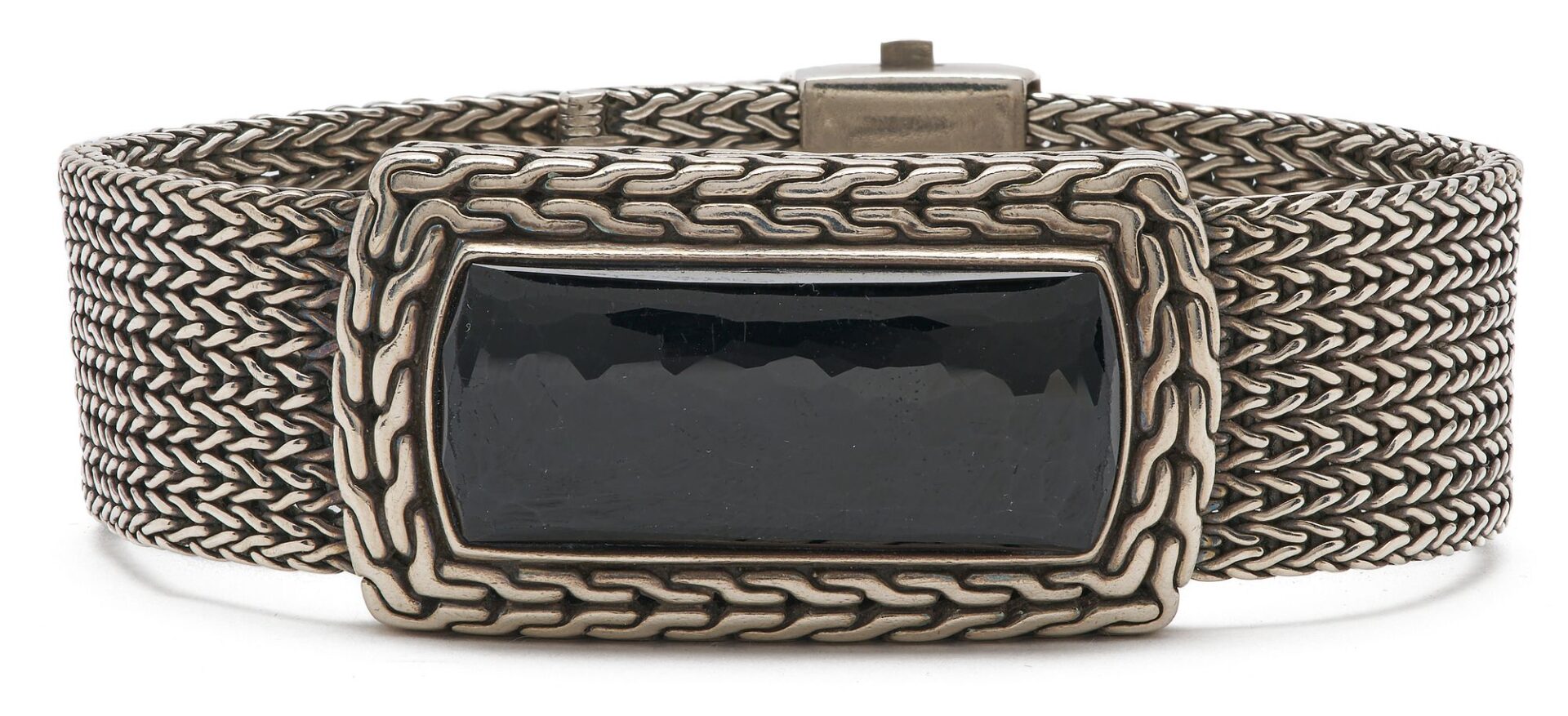 Lot 1132: John Hardy Sterling & Onyx ID Bracelet