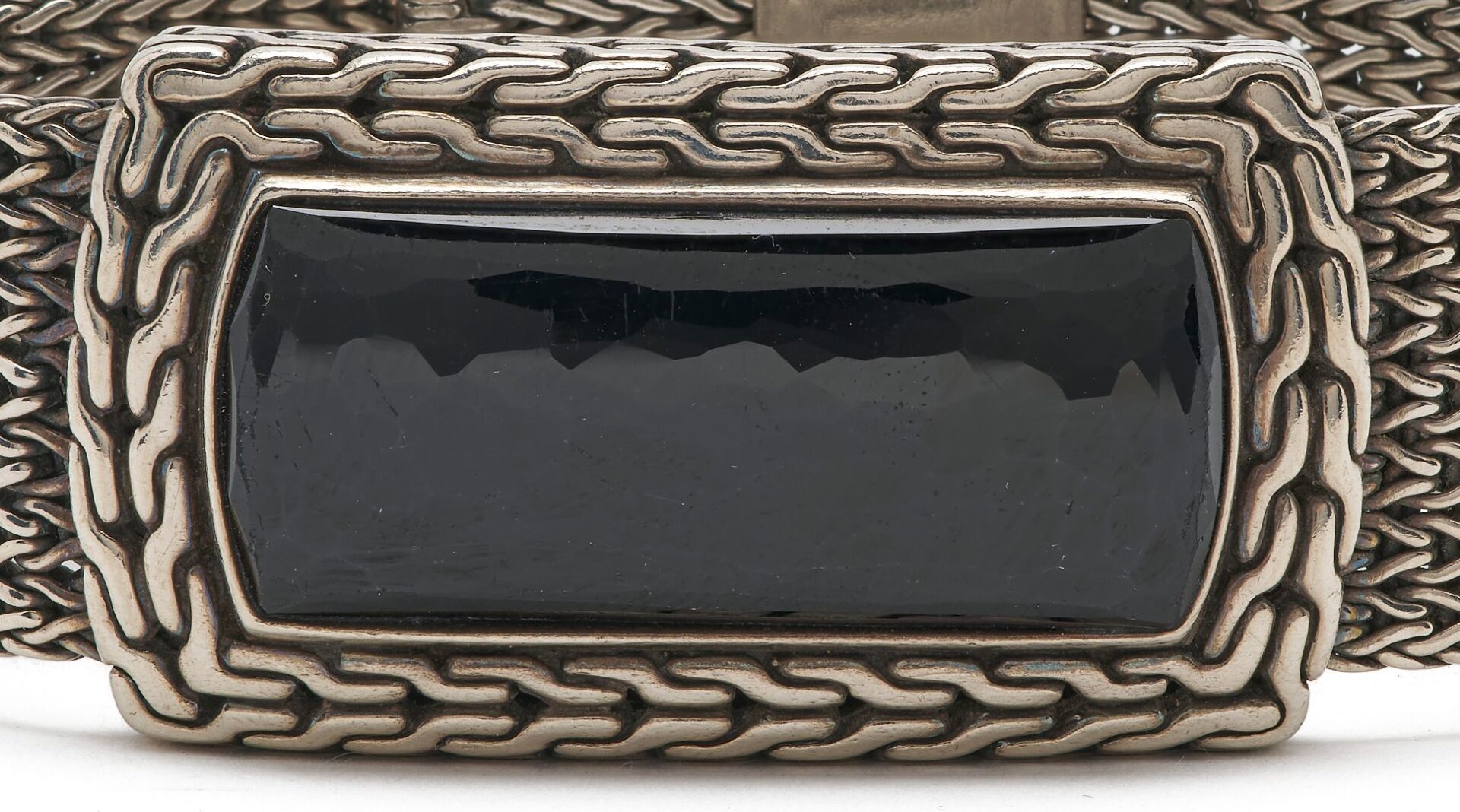 Lot 1132: John Hardy Sterling & Onyx ID Bracelet