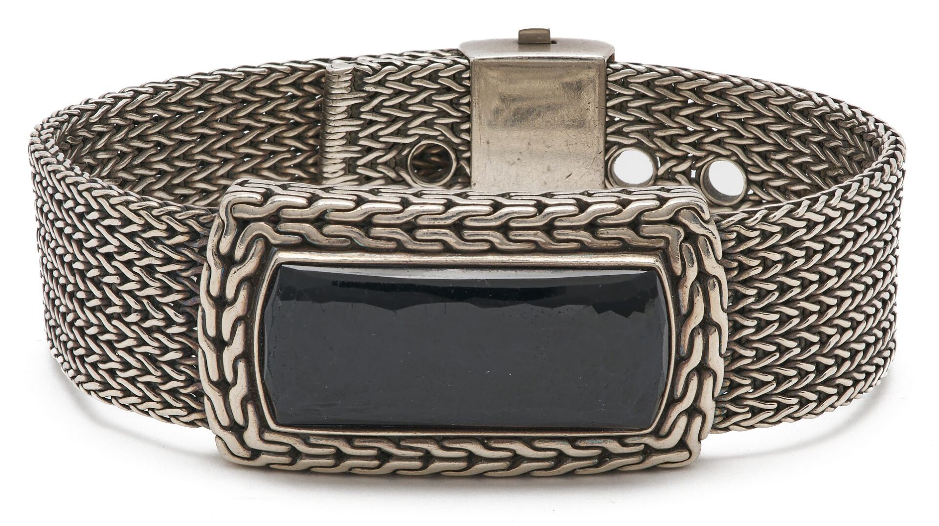 Lot 1132: John Hardy Sterling & Onyx ID Bracelet