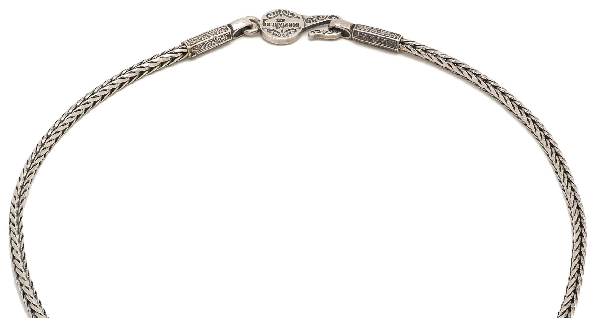 Lot 1133: Konstantino Sterling & 18K Hermes Pendant  w/ Sterling Necklace