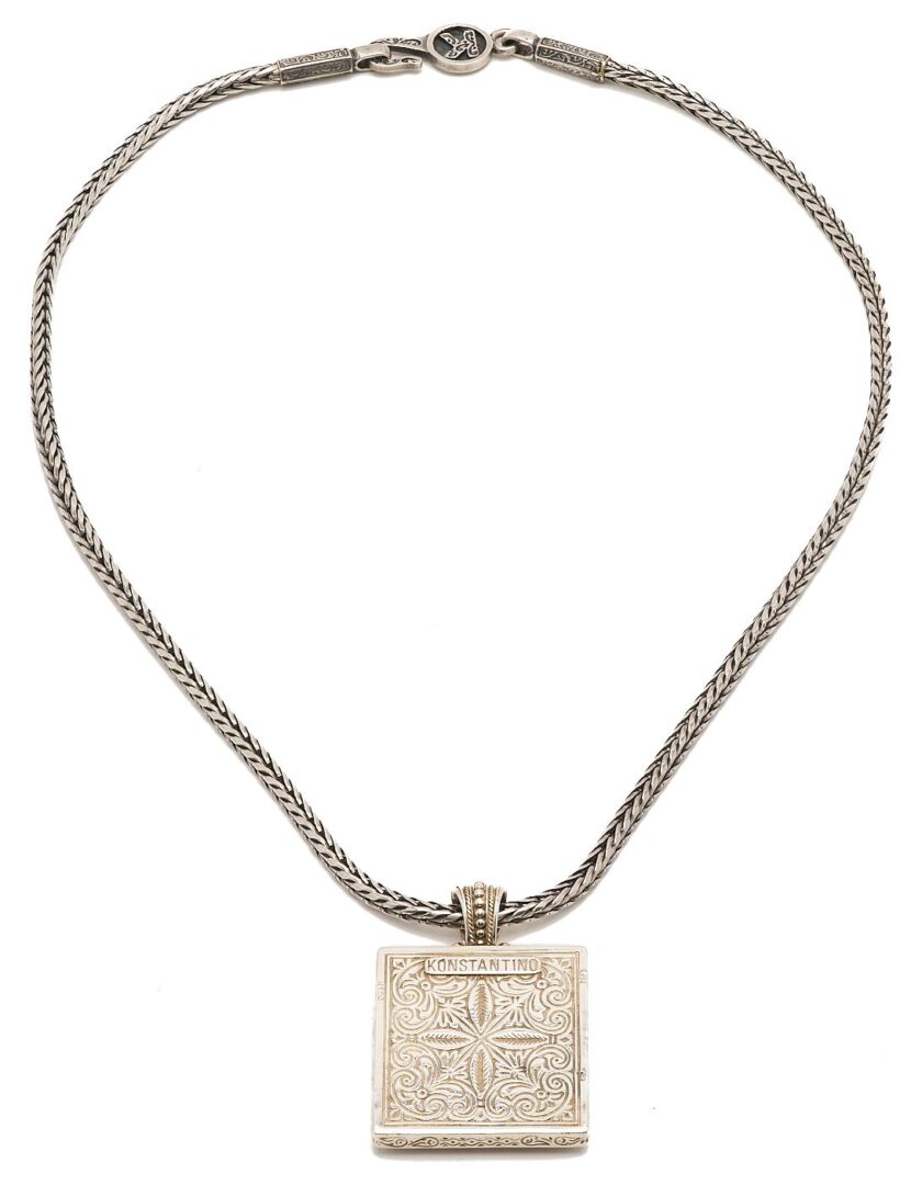 Lot 1133: Konstantino Sterling & 18K Hermes Pendant  w/ Sterling Necklace