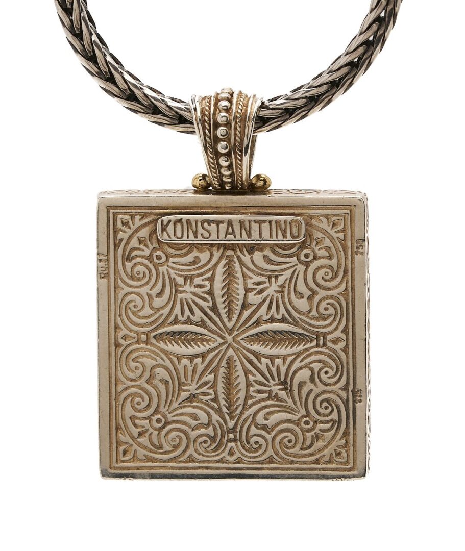 Lot 1133: Konstantino Sterling & 18K Hermes Pendant  w/ Sterling Necklace