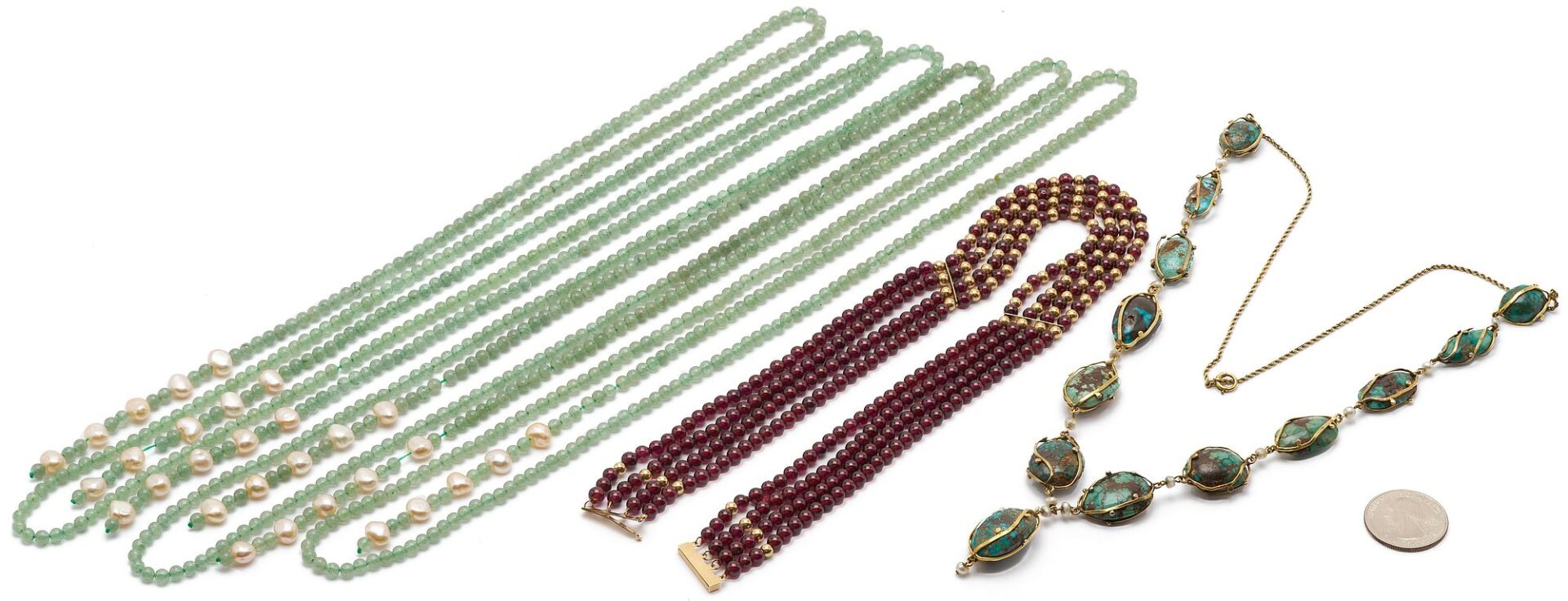 Lot 1135: 3 Gemstone Jewelry Necklaces