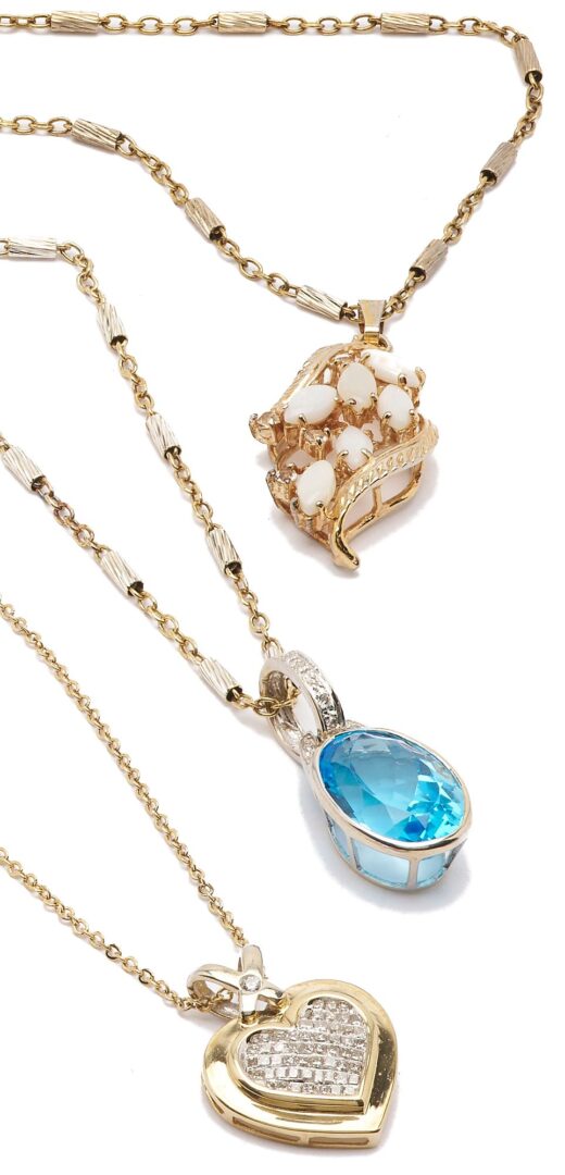 Lot 1137: Five Silver, Gold, Gemstone, and Diamond Jewelry Pieces
