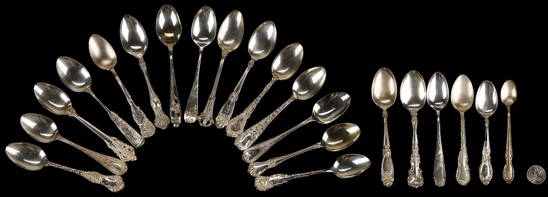 Lot 1145: 21 Assorted Sterling Silver Spoons