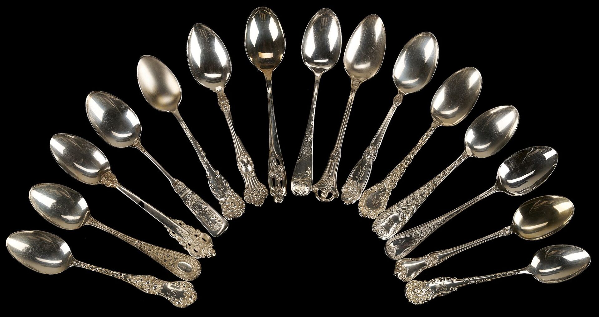 Lot 1145: 21 Assorted Sterling Silver Spoons