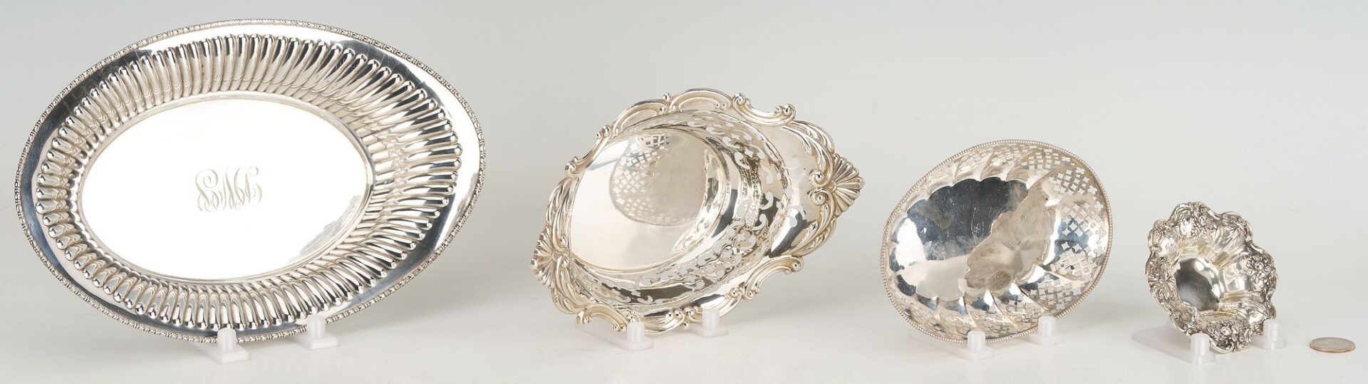 Lot 1149: 3 Oval Sterling Dishes plus 1 Francis I Ashtray