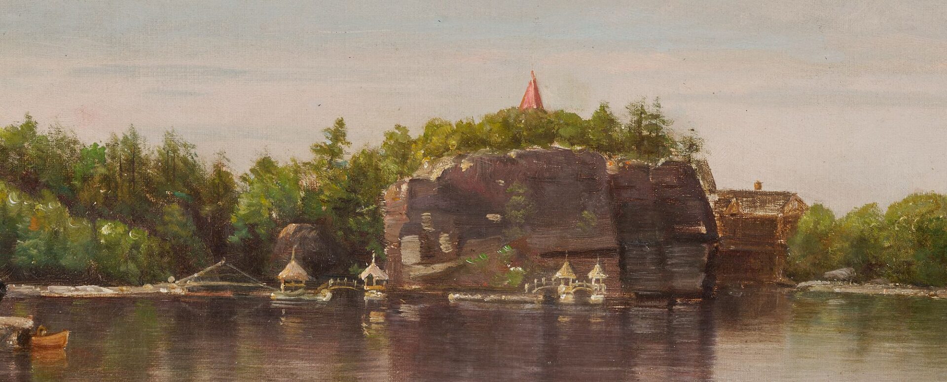 Lot 114: Nelson Augustus Moore O/C Landscape Painting, Lake Mohonk, New York