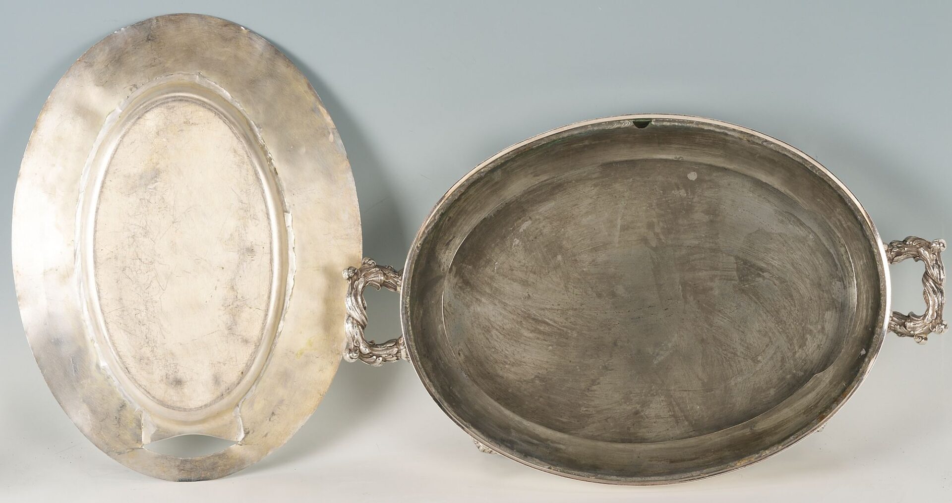 Lot 1152: Large Crested Silverplate Meat Dome & Warming Stand