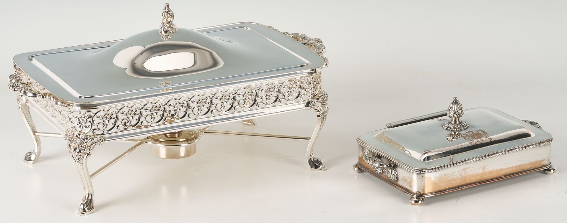 Lot 1156: Silverplated Hot Water Urn, Warmer, Chafing Dish, 2 Round Trays