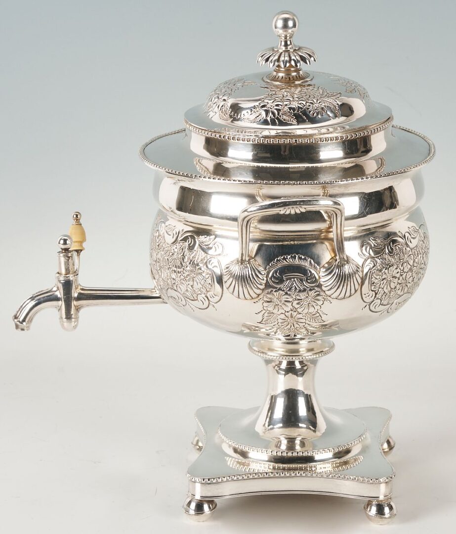 Lot 1156: Silverplated Hot Water Urn, Warmer, Chafing Dish, 2 Round Trays