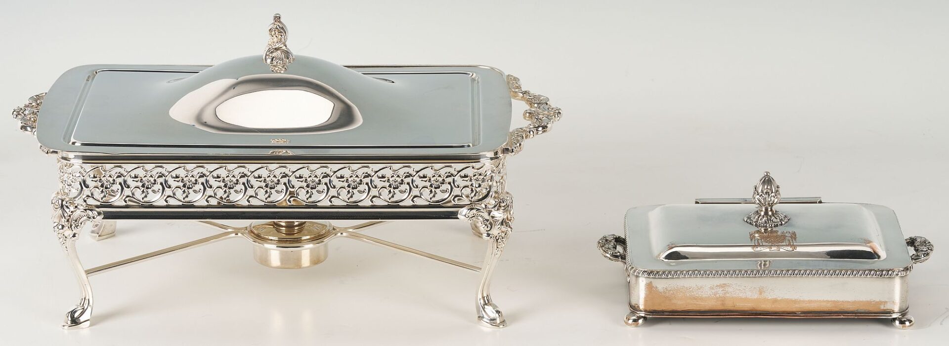 Lot 1156: Silverplated Hot Water Urn, Warmer, Chafing Dish, 2 Round Trays