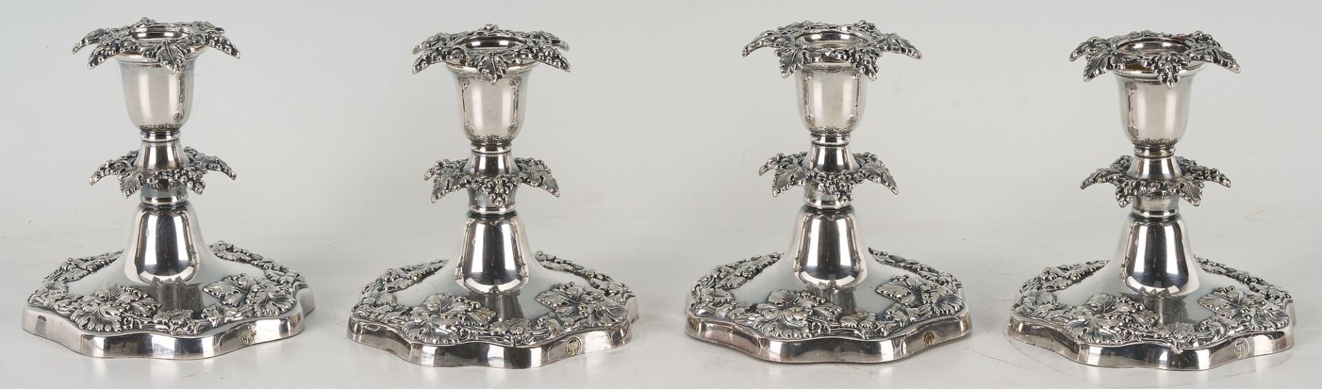 Lot 1157: 6 Ellis Barker Silverplated Table Items: Tray, Candlesticks, Dish