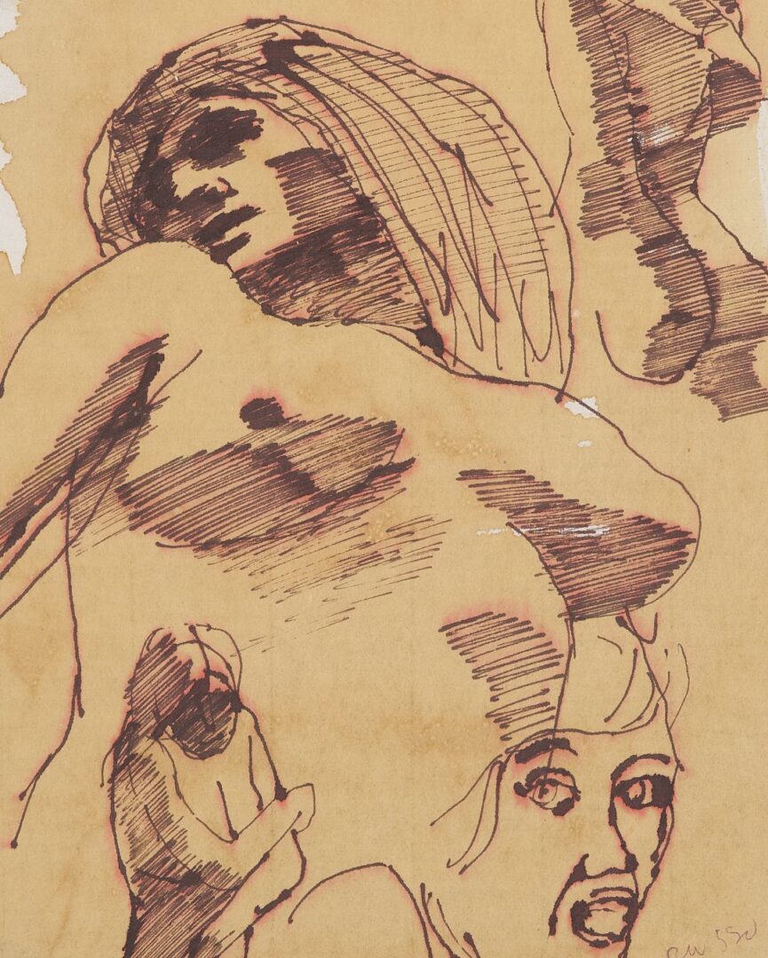 Lot 1159: 2 Modernist Works on Paper, Oregon Interest: Thomas Hardy, Cows, & Michele Russo, Nude