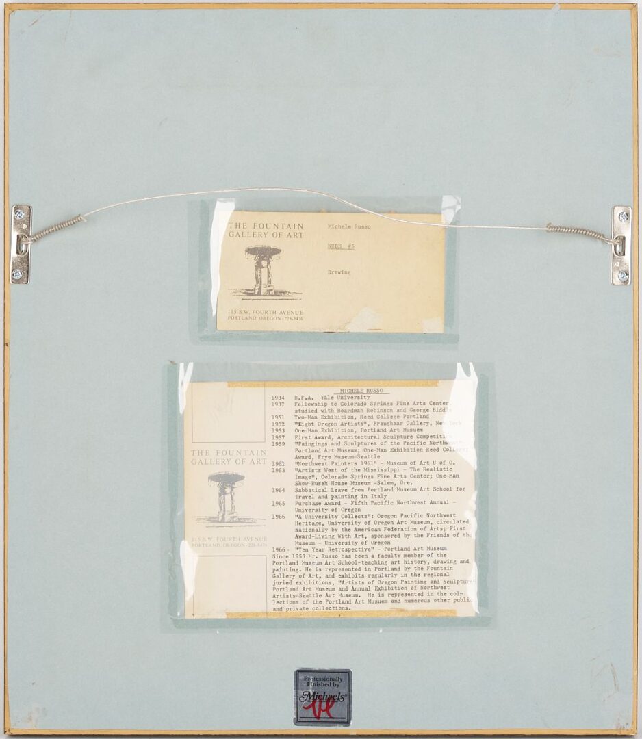 Lot 1159: 2 Modernist Works on Paper, Oregon Interest: Thomas Hardy, Cows, & Michele Russo, Nude