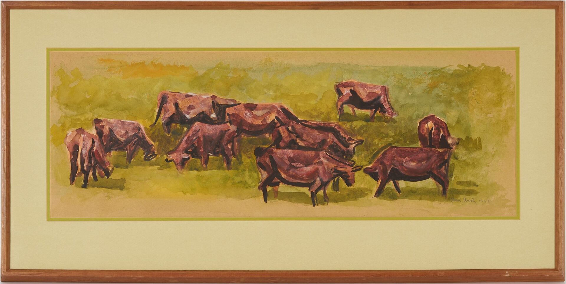 Lot 1159: 2 Modernist Works on Paper, Oregon Interest: Thomas Hardy, Cows, & Michele Russo, Nude