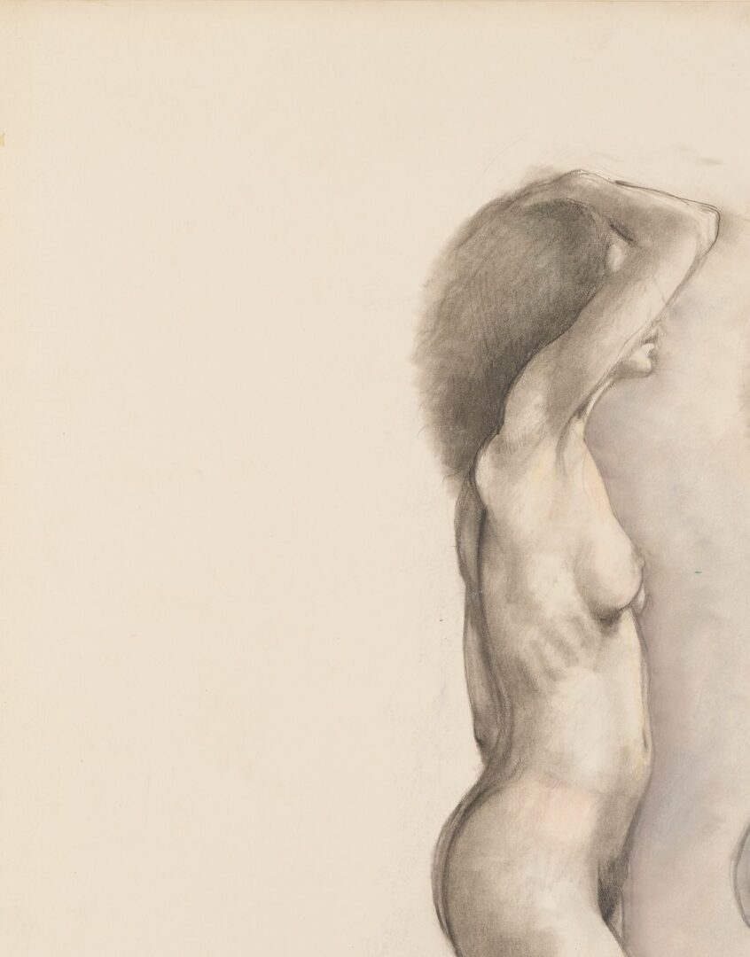 Lot 1163: Thomas Cornell Double Study Drawing of Standing Nude