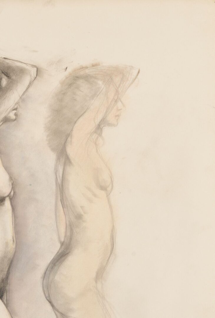 Lot 1163: Thomas Cornell Double Study Drawing of Standing Nude