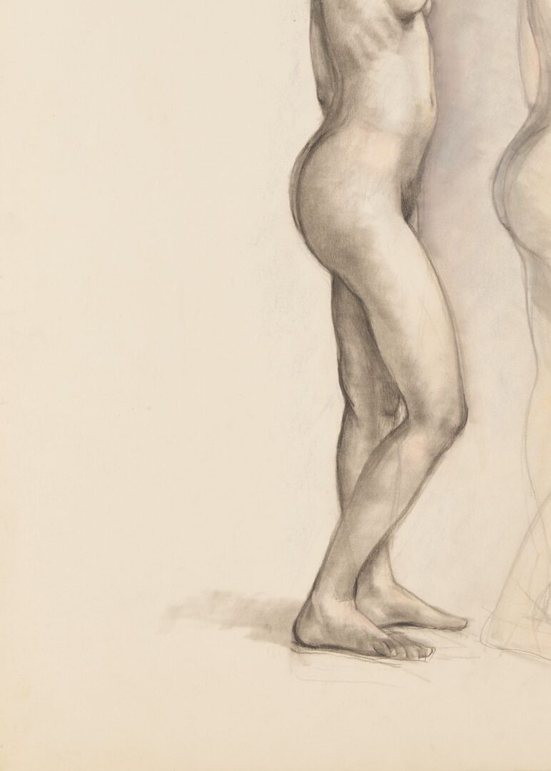 Lot 1163: Thomas Cornell Double Study Drawing of Standing Nude