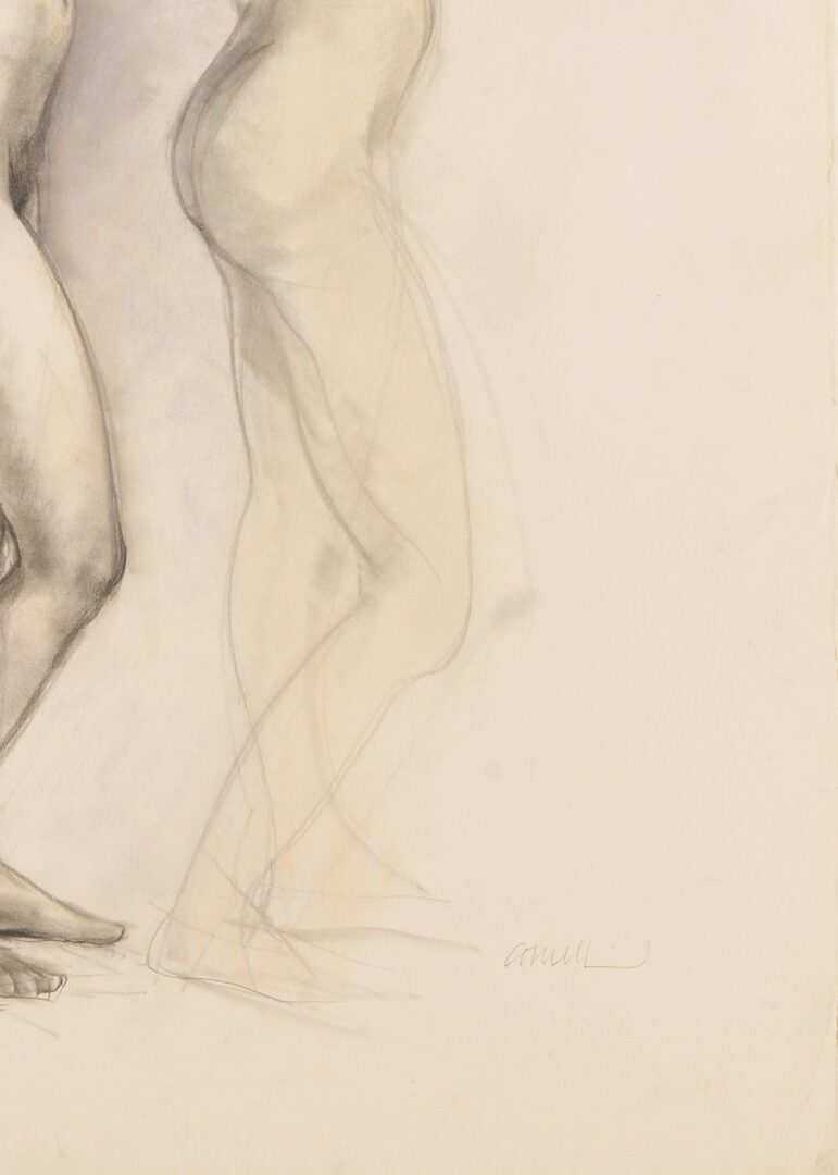 Lot 1163: Thomas Cornell Double Study Drawing of Standing Nude