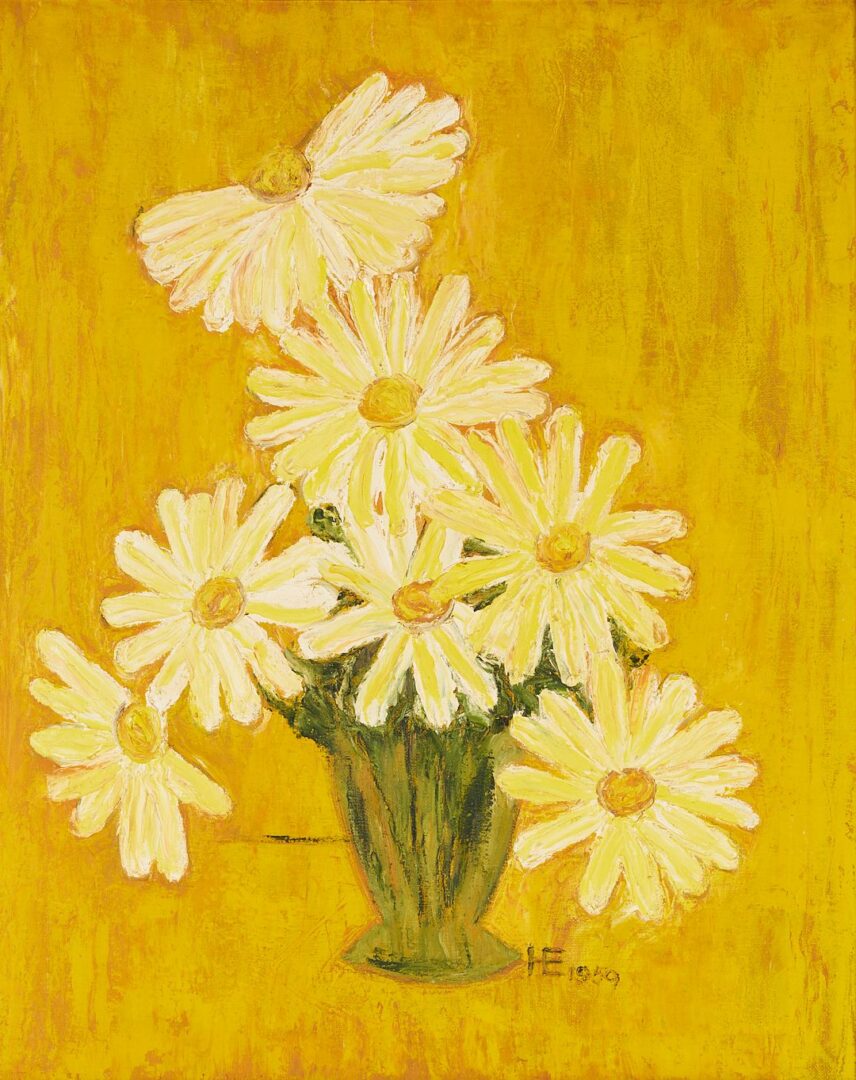 Lot 1165: 2 Midcentury Modern Still Life Paintings Incl. John Hegarty & Floral