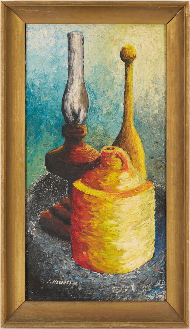 Lot 1165: 2 Midcentury Modern Still Life Paintings Incl. John Hegarty & Floral