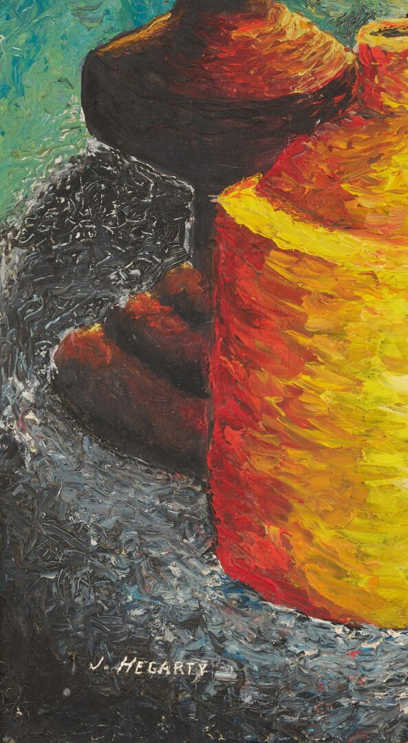 Lot 1165: 2 Midcentury Modern Still Life Paintings Incl. John Hegarty & Floral
