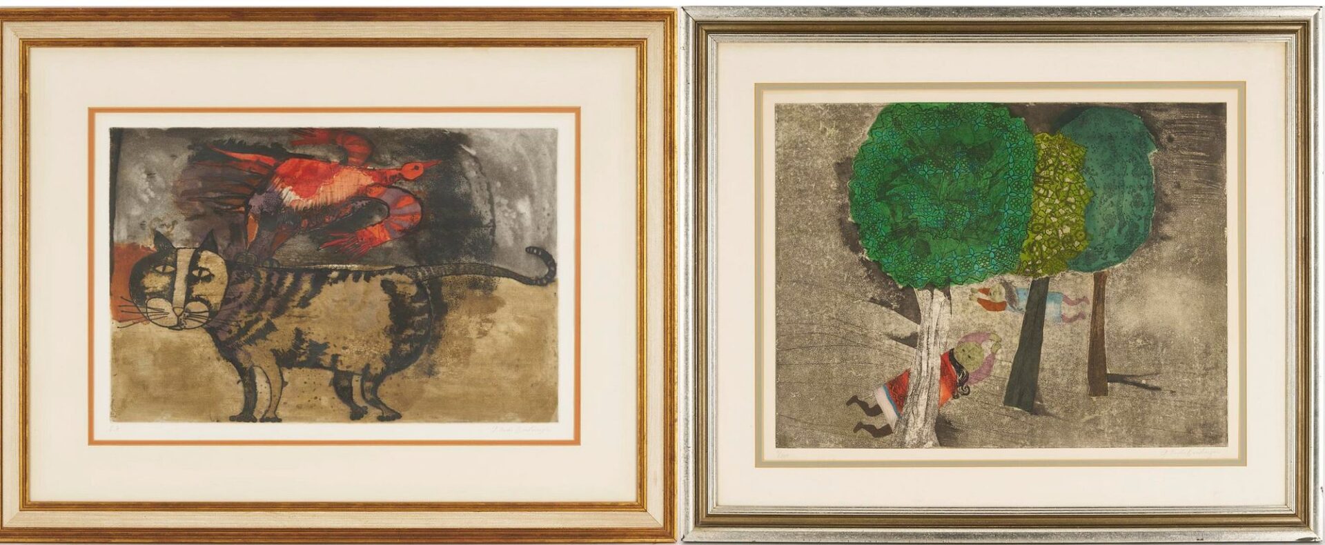 Lot 1168: 2 Graciela Rodo Boulanger Signed Etchings, Forest Sprites & Cat