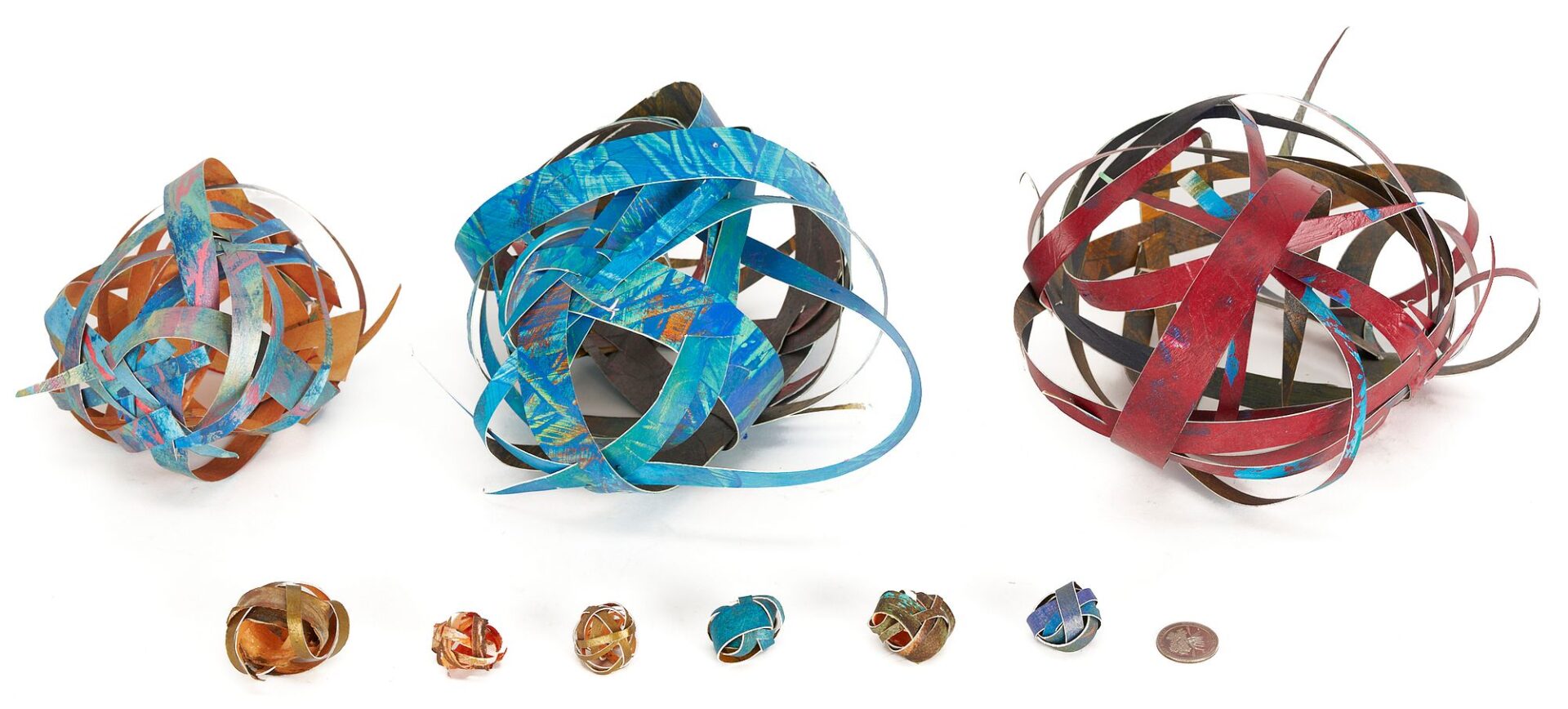 Lot 1169: Painted Paper Sculpture, 9 Spheres