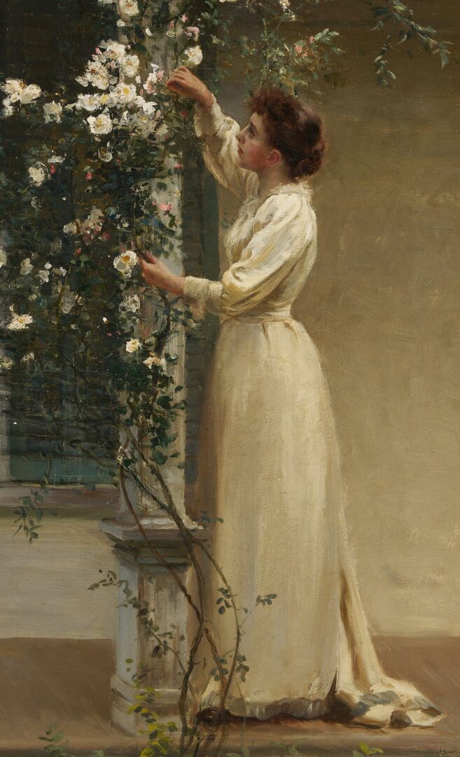 Lot 116: Hamilton Hamilton Oil Painting, Woman with Roses
