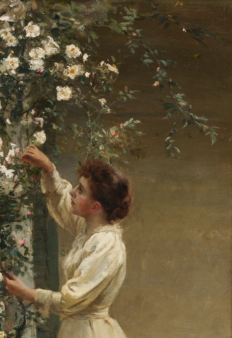 Lot 116: Hamilton Hamilton Oil Painting, Woman with Roses