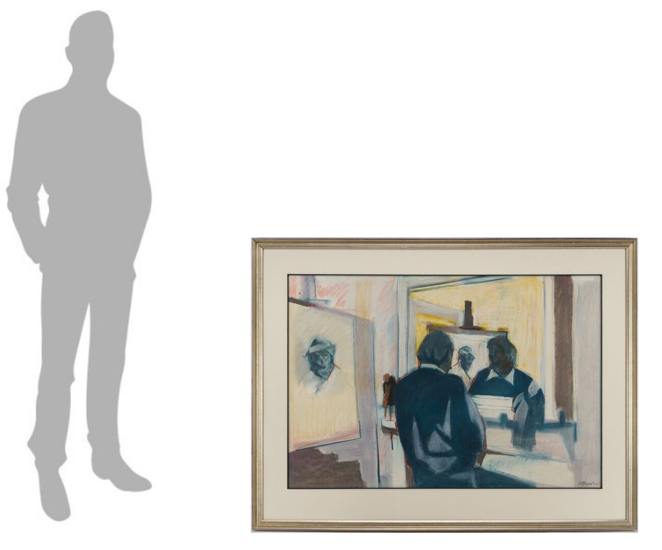 Lot 1170: Large Eugene Massin Pastel Self Portrait