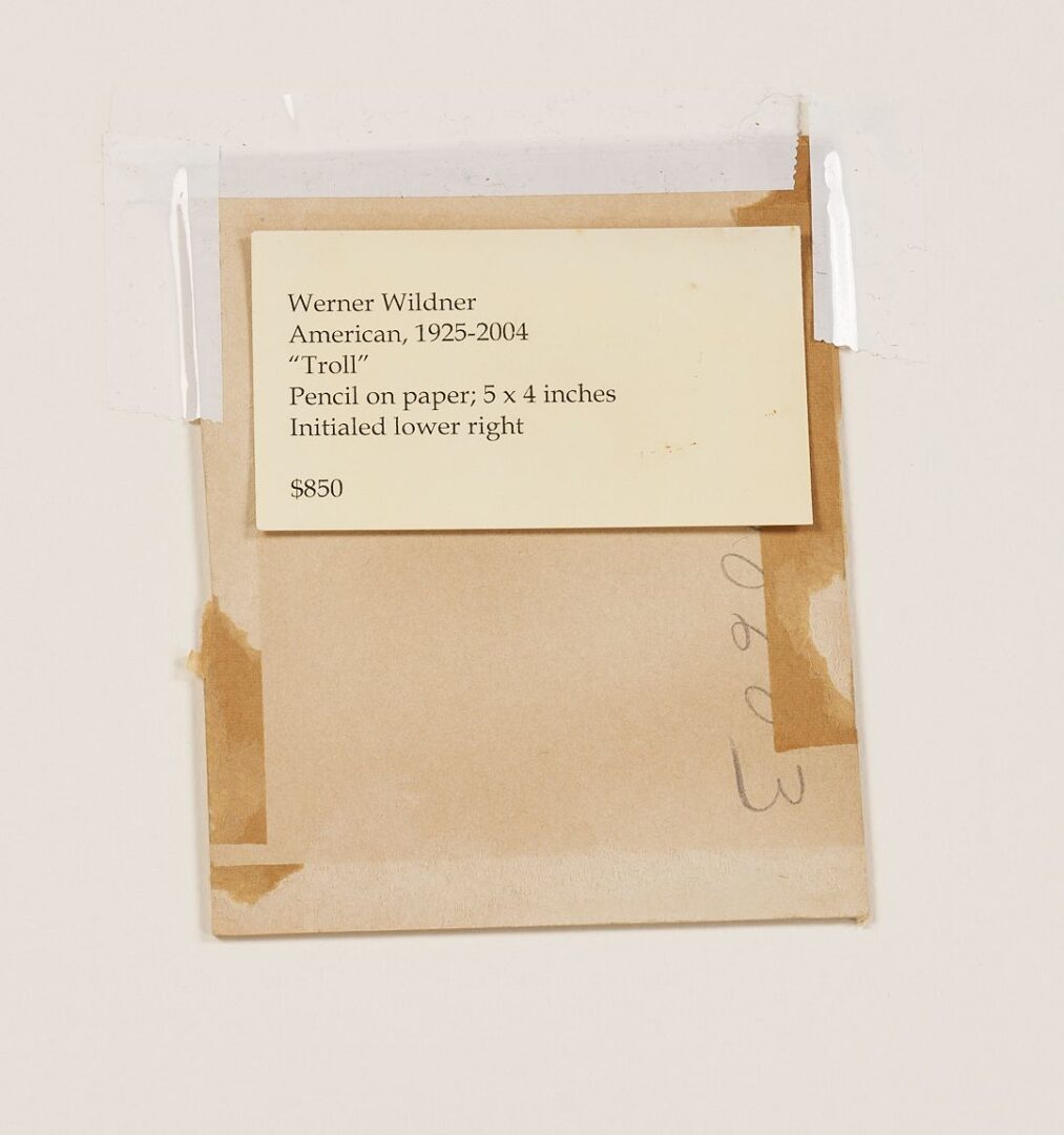 Lot 1173: Ten Werner Wildner Works on Paper, Incl. Exhibited