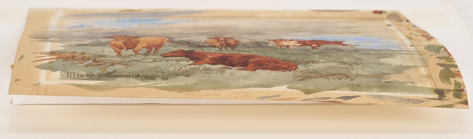 Lot 119: Maurice Prendergast W/C Landscape with Cattle plus Catalog Raisonne