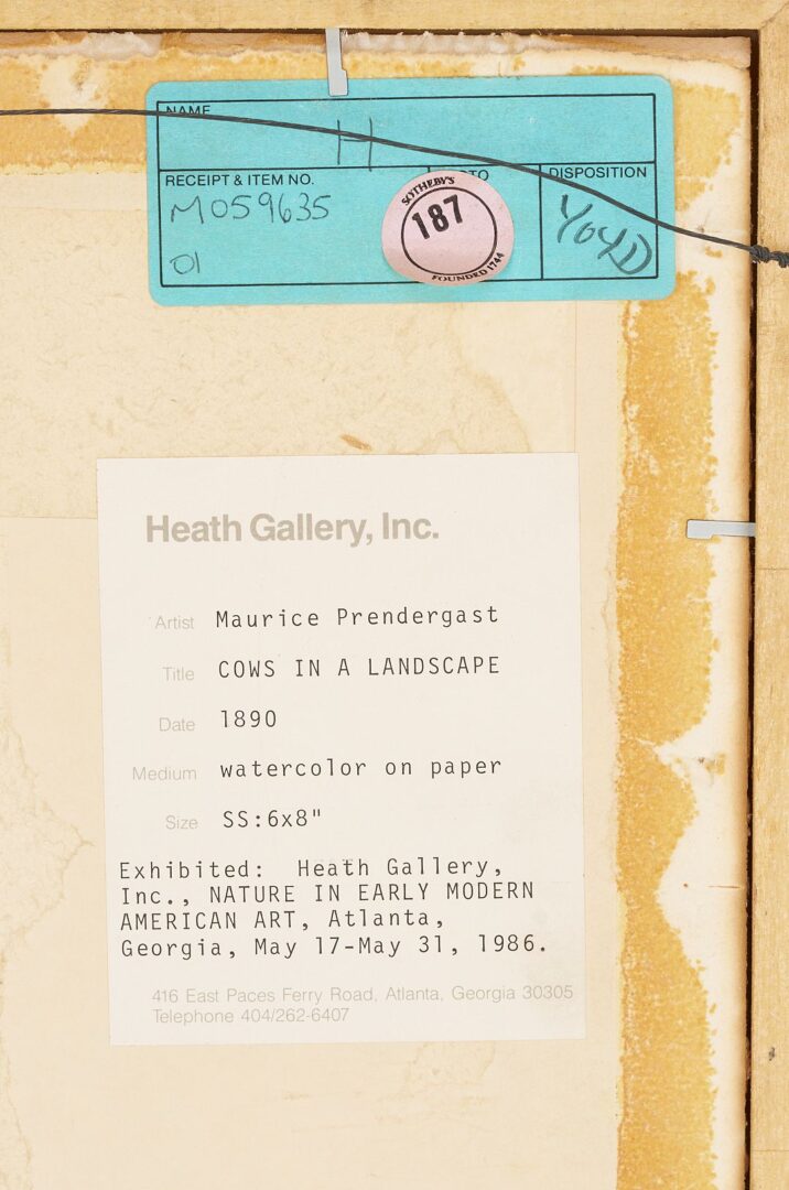 Lot 119: Maurice Prendergast W/C Landscape with Cattle plus Catalog Raisonne