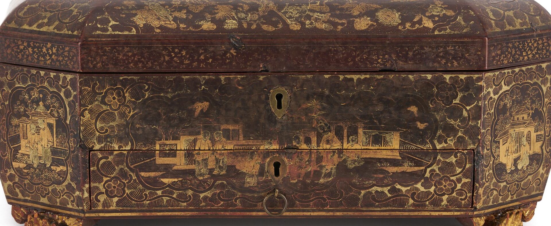 Lot 11: Chinese Lacquer Sewing and Writing Box