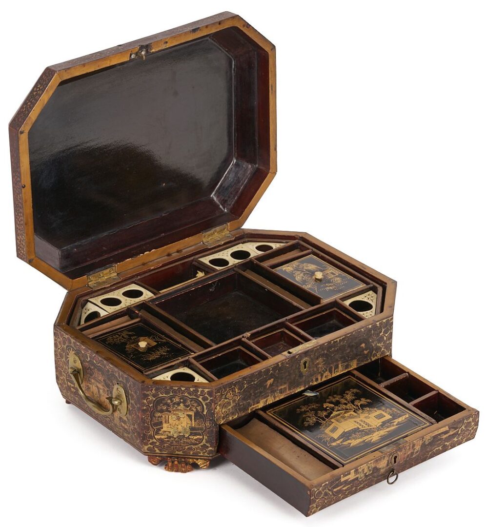Lot 11: Chinese Lacquer Sewing and Writing Box