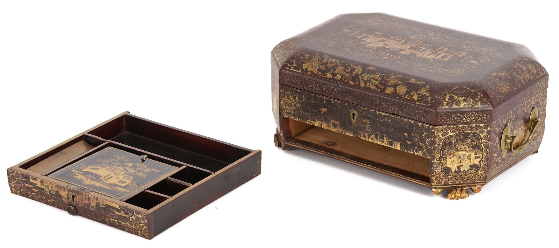 Lot 11: Chinese Lacquer Sewing and Writing Box