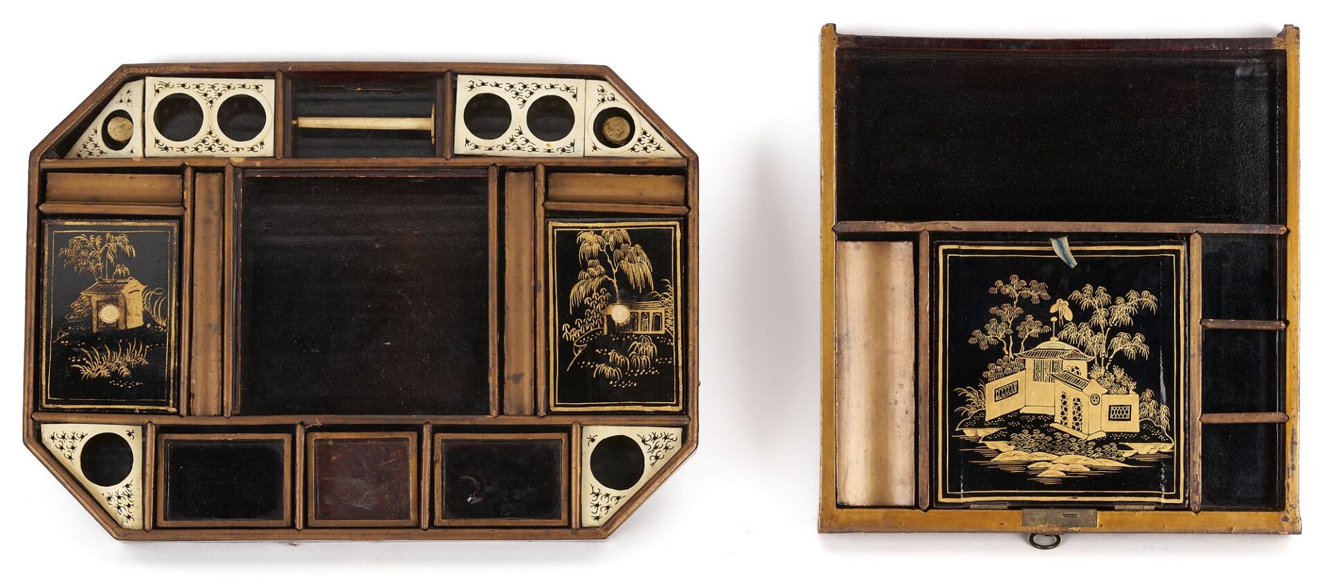 Lot 11: Chinese Lacquer Sewing and Writing Box